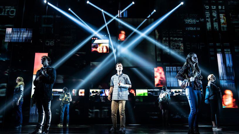 Stephen Christopher Anthony as 'Evan Hansen' and the North American touring company of DEAR EVAN HANSEN. Photo by Matthew Murphy