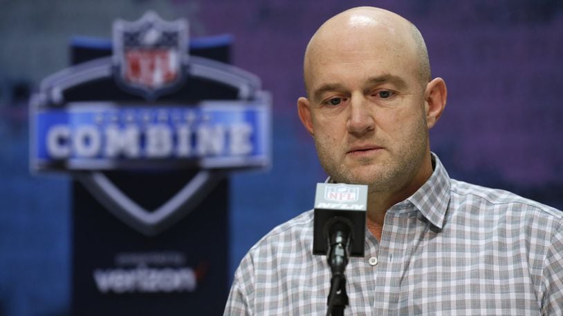 Cincinnati Bengals Director of Player Personnel Duke Tobin speaks during a press conference at the NFL football scouting combine in Indianapolis, Tuesday, Feb. 25, 2020. (AP Photo/Charlie Neibergall)