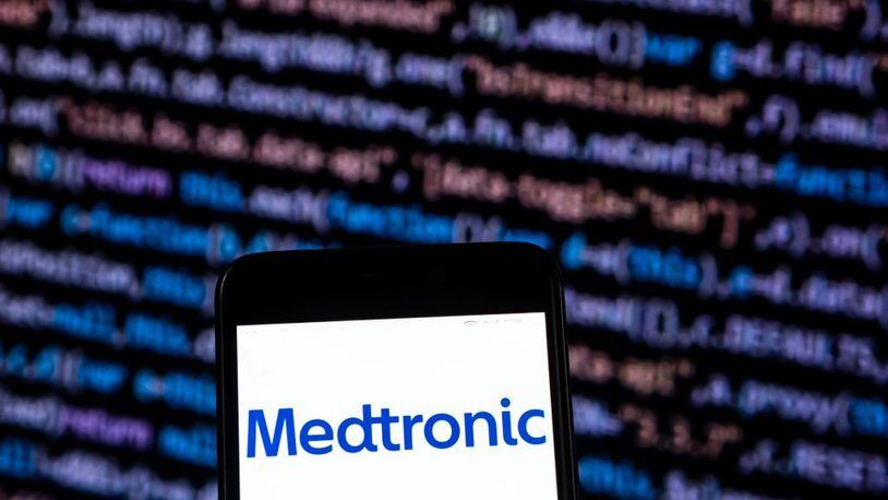 FILE PHOTO: In this photo illustration, the Medtronic Medical equipment company logo seen displayed on a smartphone. Two Medtronic insulin pumps have been recalled. (Photo Illustration by Igor Golovniov/SOPA Images/LightRocket via Getty Images)