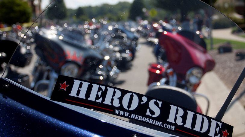 Bikes wait for their riders before the start of the 2013 Hero’s Ride in Fairfield. Between 500 and 600 motorcycles are expected to participate in this year’s ride on Aug. 19. FILE PHOTO/2013