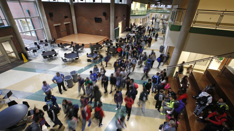 Northmont&#039;s High School features a two-story atrium area that serves as the center of the school an is aptly named Thunderbolt Way. TY GREENLEES / STAFF