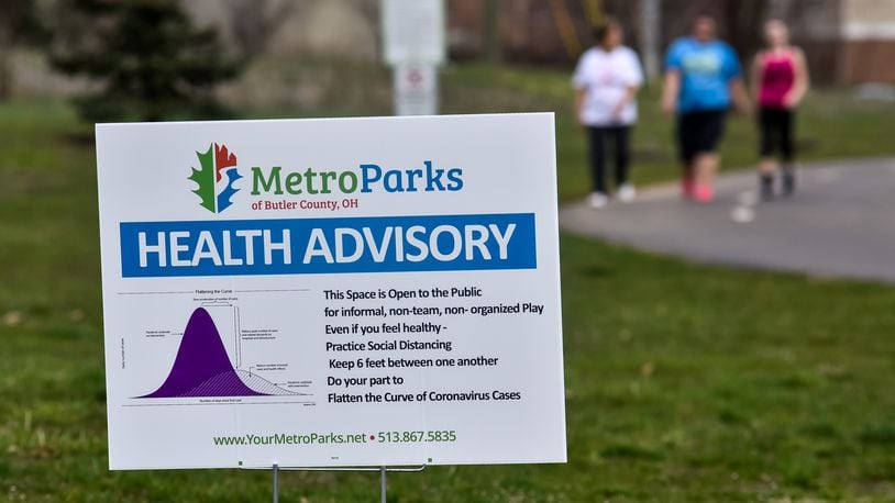 Voice of America MetroPark in West Chester Township was a popular place for those trying to get out of their house and get some exercise while the Stay-At-Home order is in place during the coronavirus (COVID-19) pandemic Thursday, March 26, 2020. NICK GRAHAM / STAFF