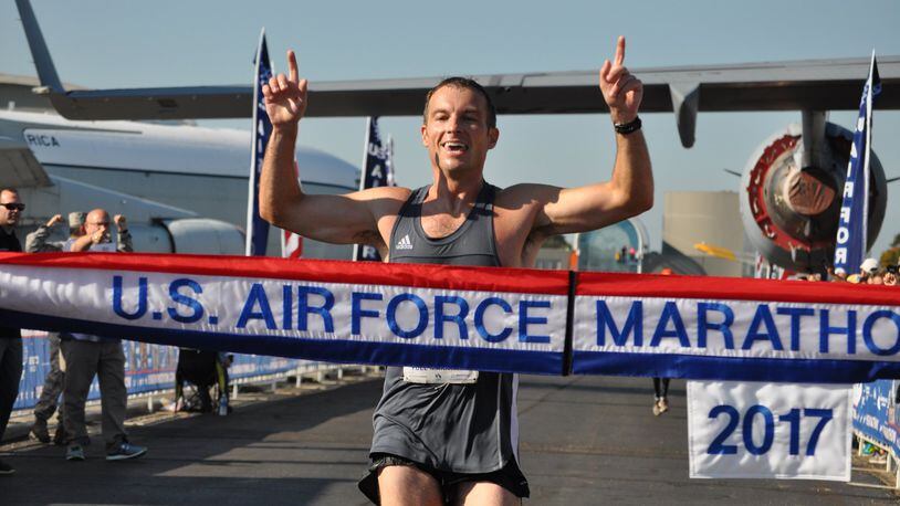 Brian Kelly, a major in the Air Force based out of California, won the U.S. Air Force Marathon with a time of 2 hours and 40 minutes. NICK DUDUKOVICH / CONTRIBUTED