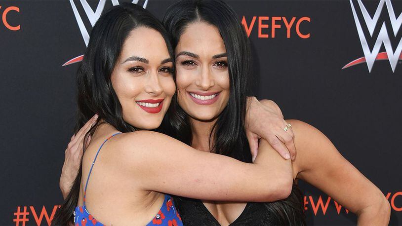 Brie Bella and Nikki Bella attend WWE's First-Ever Emmy "For Your Consideration" Event at Saban Media Center on June 6, 2018 in North Hollywood, California.
