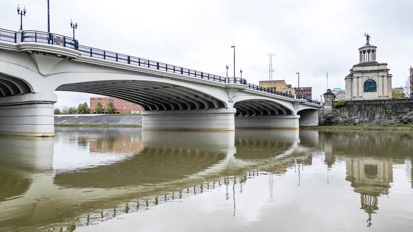 A view of the High-Main Bridge and Great Miami River Wednesday, April 10, 2024 in Hamilton. NICK GRAHAM/STAFF