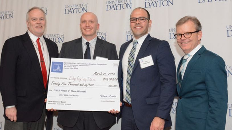 A patent-pending bicycle seat made by a University of Dayton alumnus was named the winner of this year’s Flyer Pitch contest.