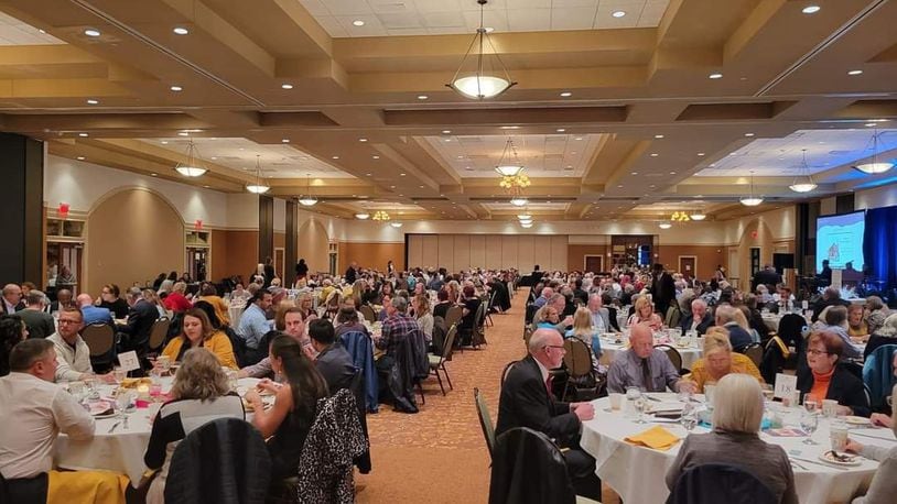 A sold-out crowd of 400 packed the Savannah Center in West Chester this month for the 35th Celebrate Life Banquet. About $210,000 was raised, said Candice Keller, executive director of the Community Pregnancy Center. SUBMITTED PHOTO BY COMMUNITY PREGNACY CENTER