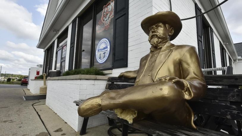 This statue of Jack Daniel was damaged in an alleged property damage incident Sept. 13 at Noonan's Party Store in Hamilton. Jacob Shane Wright, 26, of the 2000 block of Princeton Road, was indicted on three counts of vandalism, obstructing official business, resisting arrest and attempted petty theft. He will be sentenced at 1 p.m. Jan. 11, according to court records.