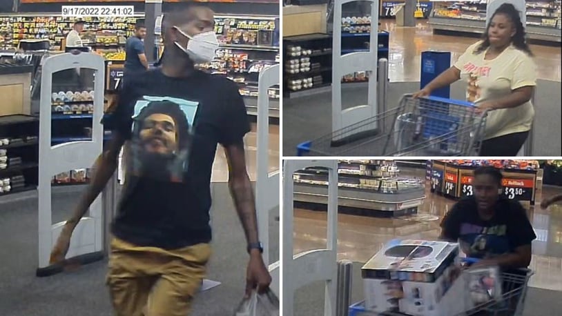 Three people are accused of stealing goods from a Walmart in West Chester Twp., and police need help identifying and locating them. CONTRIBUTED/WC POLICE