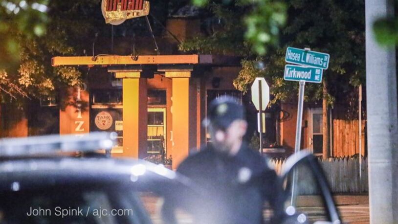 A local rapper was shot outside Urban Pie, a pizza restaurant in Atlanta's Kirkwood neighborhood.