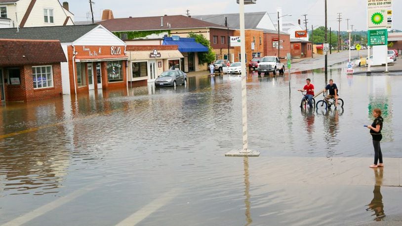 Friday’s storms did not produce the heavy rain and flash flooding that happened in June on Main Street on the west side of Hamilton.