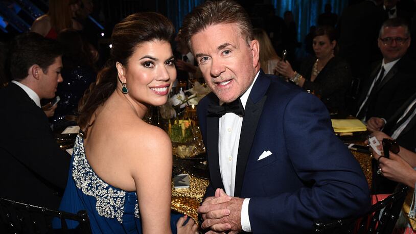 BURBANK, CA - APRIL 26:  TV personalities Tanya Callau (L) and Alan Thicke attend The 42nd Annual Daytime Emmy Awards at Warner Bros. Studios on April 26, 2015 in Burbank, California.  (Photo by Michael Buckner/Getty Images for NATAS)