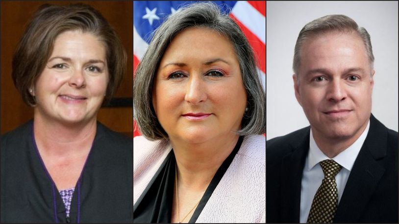 Melynda Cook Howard (from left), Beth Yauch-Joseph and James Sherron are vying for election to the unexpired term of the late Middletown Municipal Court Judge Mark W. Wall.