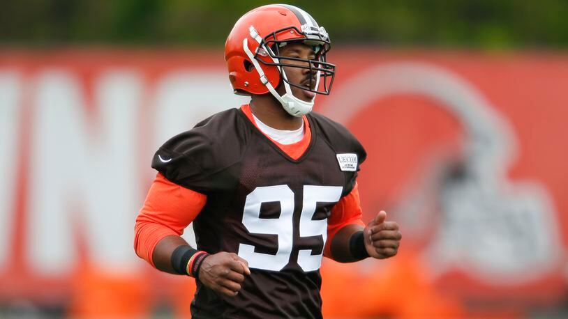 The Browns' Myles Garrett has not played a down in the NFL but he's already ranked among the top 50 players in the league who should not be traded. (AP Photo/Ron Schwane)