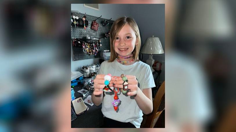 Lily Ohler, age 9, has started her own business and is creating beaded accessory items, turning a hobby she enjoys into a money maker and a way to save for college. CONTRIBUTED