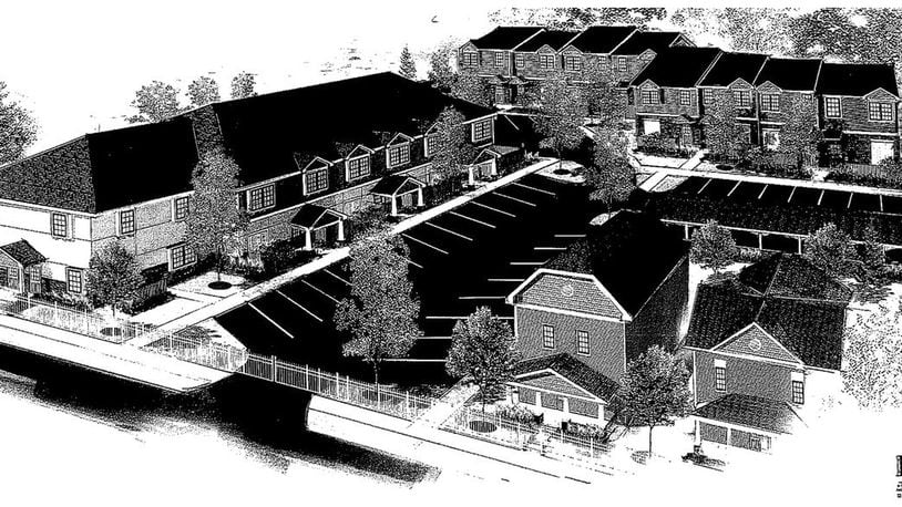 An estimated $2 million development of 16 new townhouses is planned in Middletown. This is an artist’s rendering of the proposed project. CONTRIBUTED