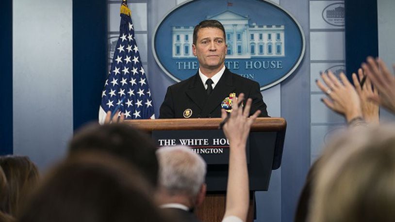 Dr. Ronny Jackson speaks to reporters at the White House on Jan. 16, 2018. The White House withdrew his nomination to become the next Veterans Affairs secretary on April 26, 2018. (Doug Mills/The New York Times)