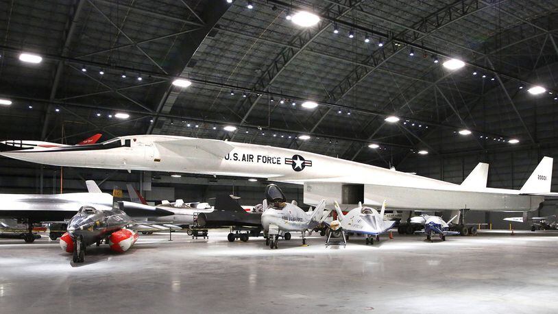 The 183-foot-long North American XB-70 Valkyrie towers over other X-planes in the fourth building of the National Museum of the U.S. Air Force. Aircraft from the Presidential, Research and Development, Space and Global Reach Galleries are inside the hangar. TY GREENLEES / STAFF