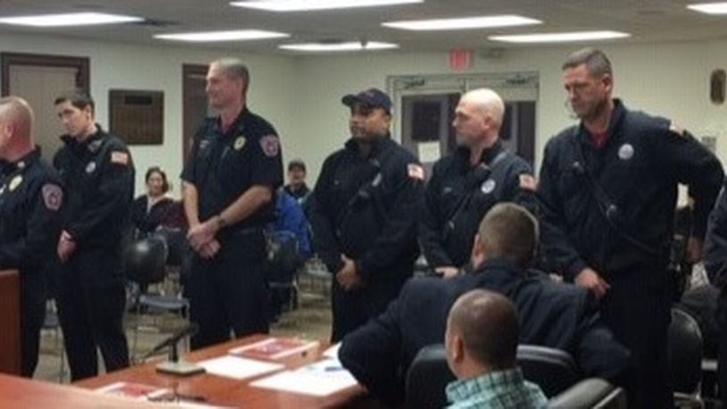 The Clearcreek Fire District crew that saved a trucker trapped in the fiery wreckage of his semitrailer on U.S. 42 in late October were honored Tuesday night for the valor they displayed in reacting at a scene their chief said looked like something you d see on TV.