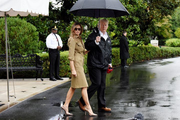 Photos: President Trump, first lady visit with Harvey victims