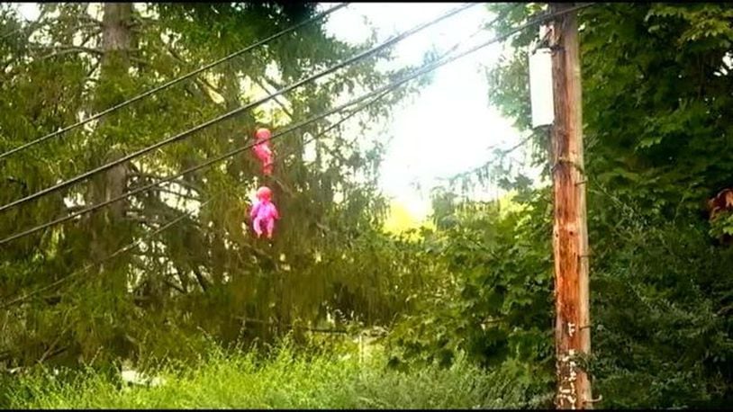Baby dolls have been found hanged from nooses around Asheville, North Carolina. (Photo: WSOCTV.com)