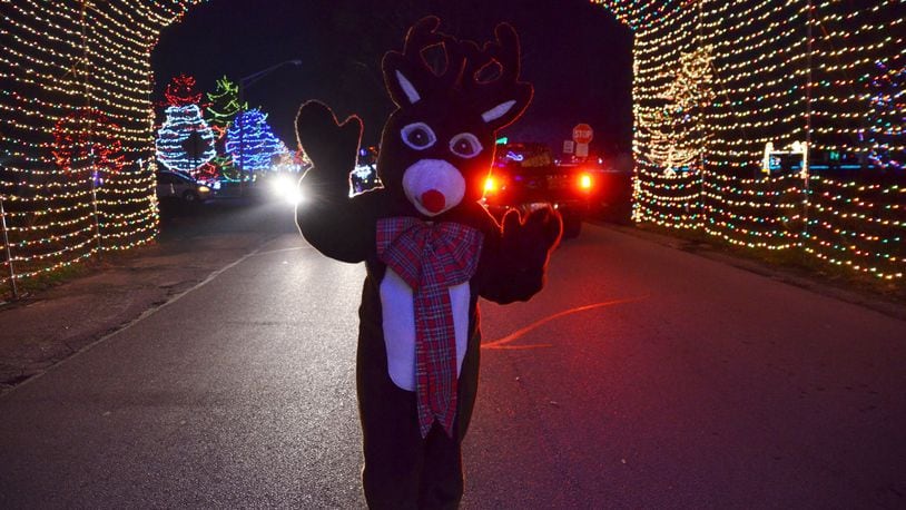 One of the costumed characters was on hand to entertain guests at Light Up Middletown, which will be open through New Year’s Eve. CONTRIBUTED