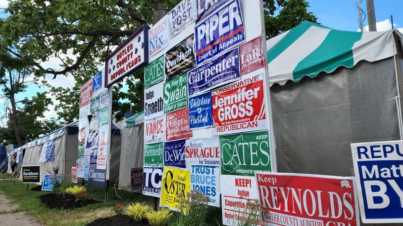 Political signs were seen at the 2022 Butler County Fair. FILE