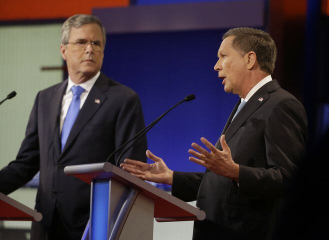 Republican candidates on debate night in Iowa