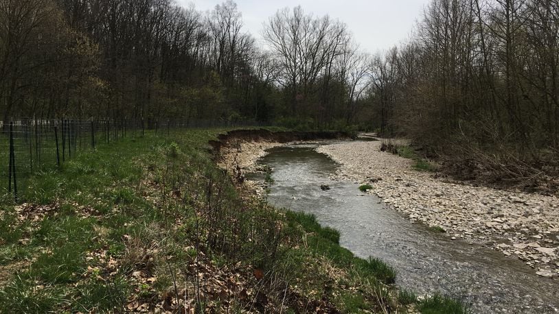 The streambank surrounding Dry Fork Creek in Governor Bebb MetroPark is eroding, which infiltrates the water quality, degrades the Creek’s streambank and destroys natural habitats. CONTRIBUTED