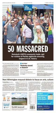 Newspaper front pages reflect Orlando tragedy
