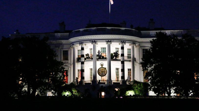 The White House is decorated for Halloween on October 29, 2016 in Washington DC.