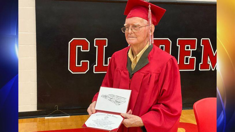 World War II veteran Lewie Shaw, 95, received his high school diploma Thursday.