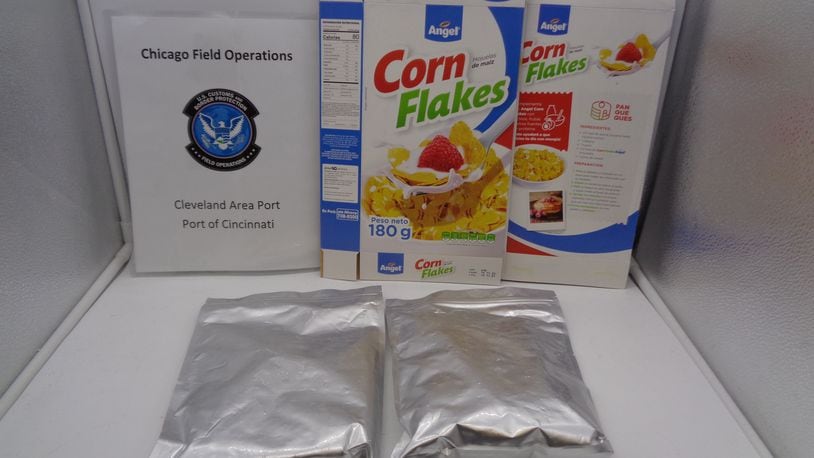 U.S. Customs and Border Patrol agents in Cincinnati intercepted a shipment of cocaine-soaked corn flakes.