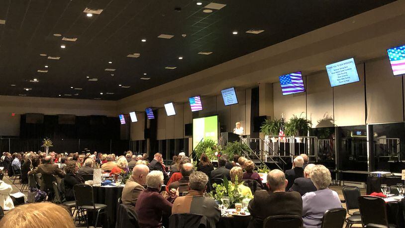 Traci Barnett, executive director of the Middletown Community Foundation, told a group Thursday night at the 33rd annual meeting that the MFC is on solid financially ground and wants to remain important in the community. The dinner was held at Miami Valley Gaming in Monroe. RICK McCRABB/STAFF
