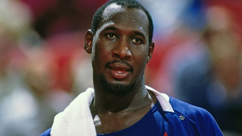 PORTLAND, OR - 1986: Darryl Dawkins #53 of the New Jersey Nets looks on against the Portland Trail Blazers during a game played in 1986 at the Veterans Memorial Coliseum in Portland, Oregon. Copyright 1986 NBAE (Photo by Brian Drake/NBAE via Getty Images)