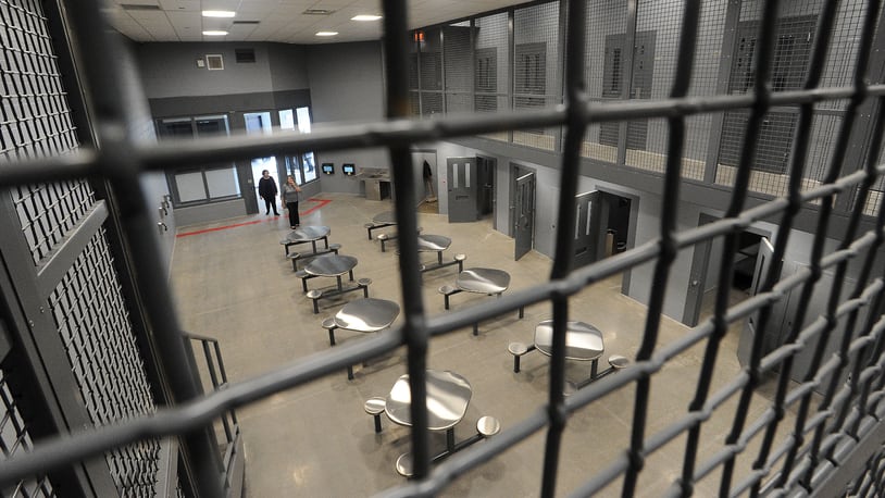 Christopher Bibbs Jr., who has an arm tattoo that says “only the strong survive,” was “incorrectly released” from the Warren County Jail on March 23, the Michigan Corrections Department said. This is a view of one of the pods at the Warren County Jail. FILE PHOTO