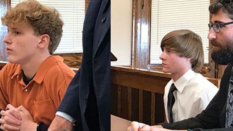 Jordan Buckley, left and Jaden Churchhreus, middle, pleaded not guilty to the death of Victoria Schafer on Friday. Both teens are facing murder charges in the photographer's death. Photo Courtesy / Brittany Bailey of 10TV