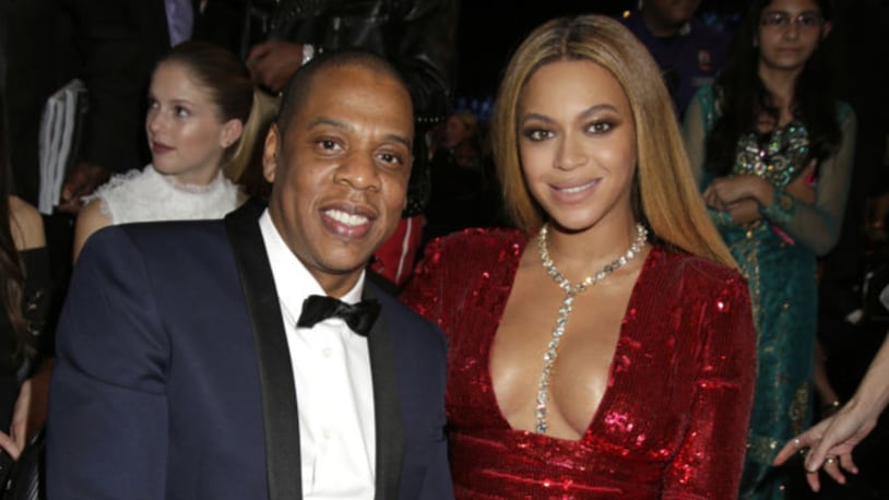 Jay Z and Beyonce at the 59th annual Grammy Awards.