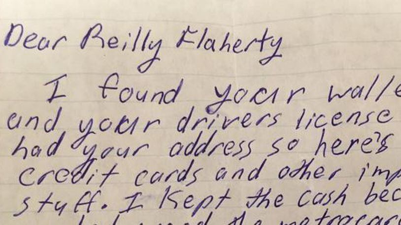 Reilly Flaherty said he was devastated when he realized his wallet was gone.