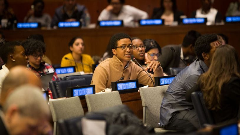 Mason High School rising senior Kaleab Jegol, founder of Education for Ethiopia, attended the United Nations’ Commission on Status of Women Youth Forum this spring, where he spoke on behalf of children being married young. He chose to focus on this issue because of the widespread problem in Amhara, a region of Ethiopia. CONTRIBUTED