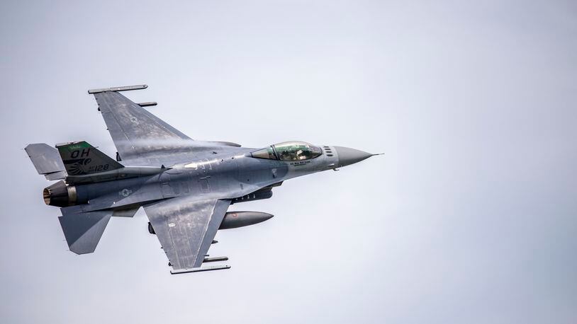 U.S. Air Force Capt. William Ross, an F-16 Fighter Pilot assigned to the Ohio National Guard’s 180th Fighter Wing, takes off in an F-16 Fighting Falcon during a training flight at the 180FW in Swanton, Ohio, July 30, 2020. (U.S. Air National Guard photo by Senior Airman Kregg York)