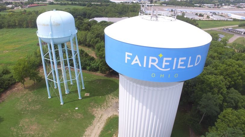 Pictured are two of Fairfield's five water storage towers. These are on Seward Road, and the 1.5 million-gallon water tank (right), was rehabilitated in 2020. The smaller tank will be rehabilitated this spring. PROVIDED/CITY OF FAIRFIELD