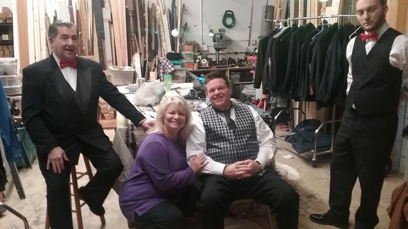 Lebanon Theatre Company performers are, from L to R: Ted Hennis, Dawn Stone, Wayne Dunn and Kurt Percy. Behind the scenes getting ready to go on stage. CONTRIBUTED