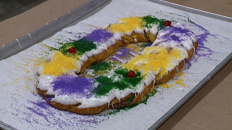 A King Cake is made at the Graeter's Bakery on Ludlow Street in Cincinnati. WCPO/ADAM SCHRAND