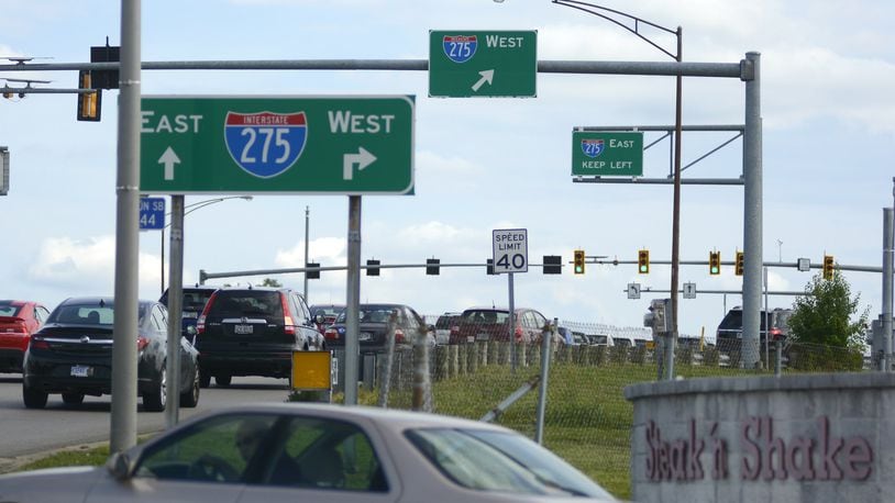 Commuters head south on Winton Road toward the westbound Interstate 275 on-ramp in Forest Park on Thursday afternoon, June 15, 2017. Traffic normally backs up a half mile north of the interstate interchange and the city of Fairfield is waiting on the results of a study to determine how to fix the issue. MICHAEL D. PITMAN/STAFF