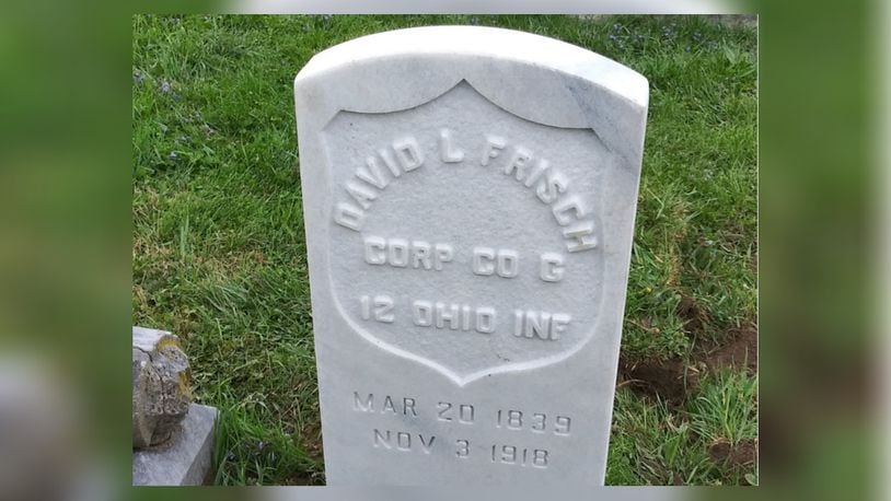 The marker of David L. Frisch, who lived in Madison Twp. after the war, will be rededicated at noon May 20 at the Middletown Pioneer Cemetery. CONTRIBUTED