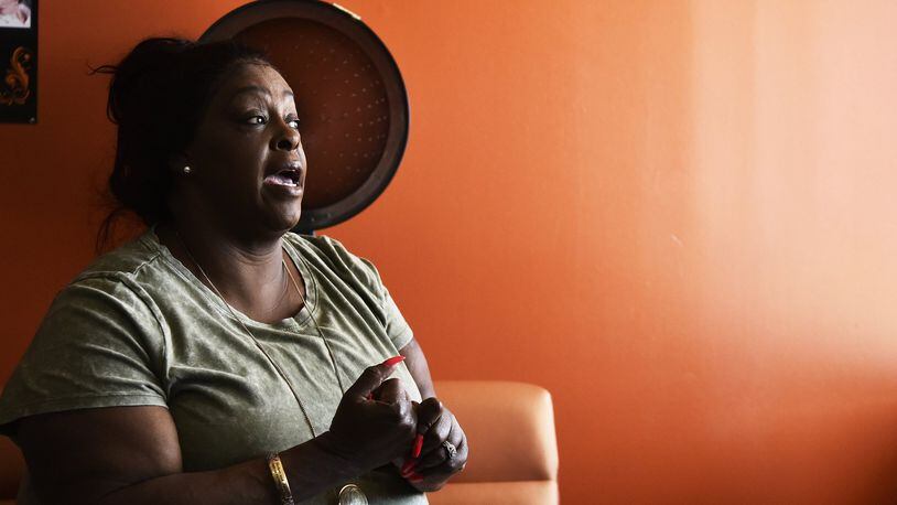 Sjuwana Springfield, aunt of Londale Harvey, who was shot and killed in January during a drive by shooting in Lindenwald, is having a rally at the shooting scene Saturday, May 18 to raise awareness of gun violence and unsolved crimes. NICK GRAHAM/STAFF