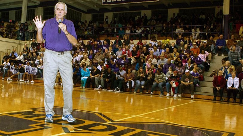 Middletown High School officials have said Wade E. Miller Gym may host one more basketball game next season. Three years ago, the court was named in honor of Jerry Lucas, above, who led the Middies to two state titles. STAFF FILE PHOTO