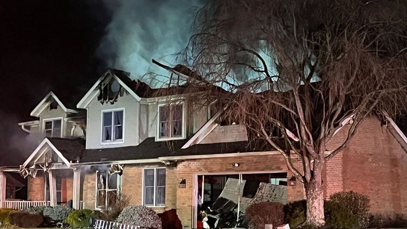 A home on Round Hill Drive in Hanover twp. caught fire Feb. 11, 2023. One person inside died. EMILY GIBNEY/WCPO/CONTRIBUTED