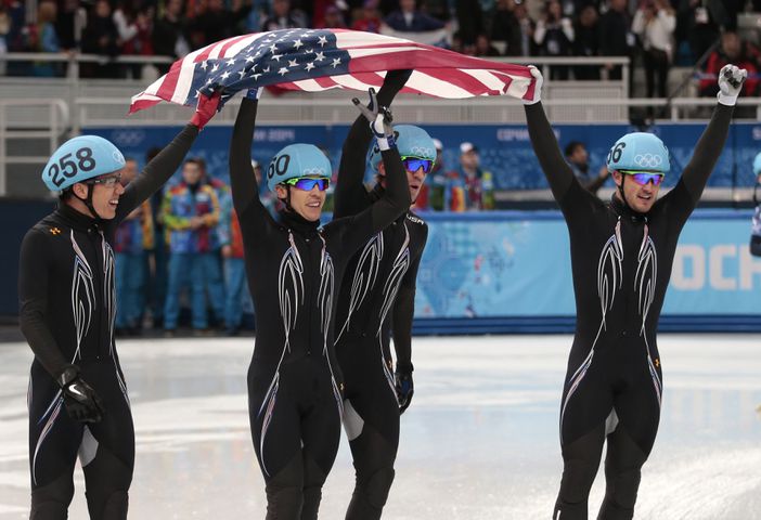 USA team, 5000m short track speedskating, silver medal